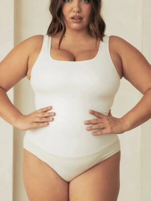 Vegan Leather Scoop Tank Shapewear Bodysuit