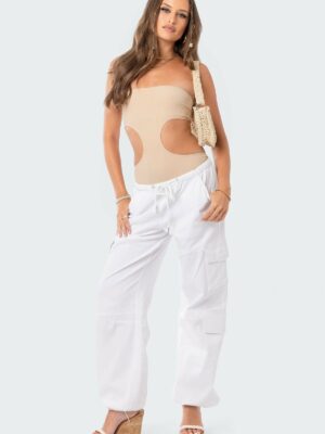 Vivie Ribbed Cut-Out Bodysuit