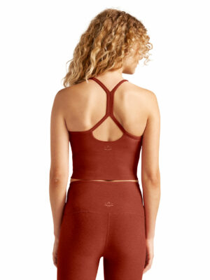 Beyond Yoga Spacedye Slim Racerback Cropped Tank Red Sand Heather