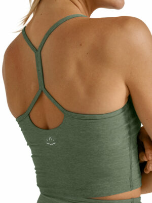 Beyond Yoga Spacedye Slim Racerback Cropped Tank Moss Green Heather