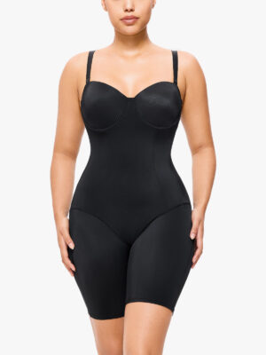 Cut Out Tummy Control Bodysuit Jumpsuit with Built in Bra