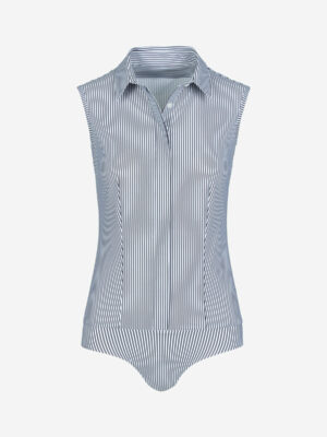 Classic Printed Sleeveless Button Down Bodysuit