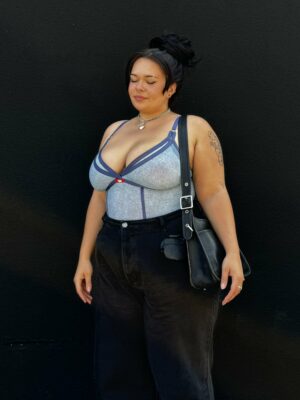 Silky Mesh Sheer Cutout Bodysuit | Silky Mesh (Denim Dupe)