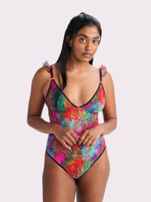 Silky Mesh Flutter Strap Bodysuit | Silky Mesh (Monet Floral)