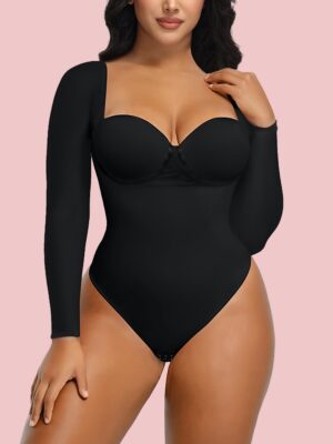 Long Sleeve Back Lace-up Thong Seamless Shapewear