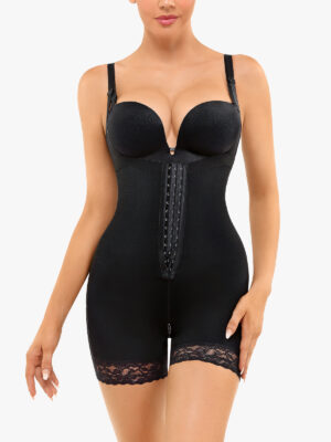 Tummy Control Butt Lifting Open Bust Crotch Opening Mid Thigh Bodysuit