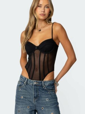Jenia Sheer Mesh Cupped Bodysuit