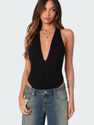 Deep V Backless Bodysuit