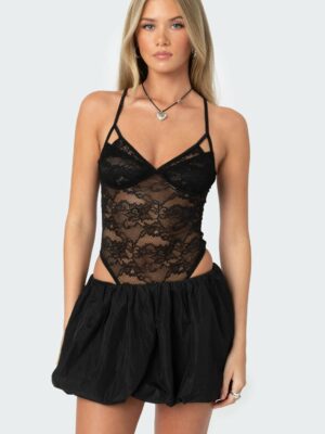 Strappy Sheer Lace Bodysuit