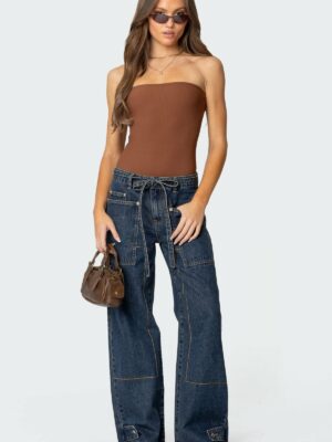 Loren Strapless Ribbed Bodysuit