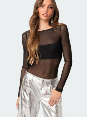 Sheer Mesh Bandeau Bodysuit