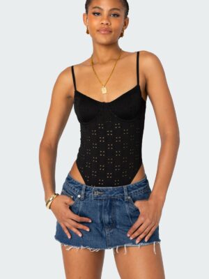 Raven Cupped Eyelet Bodysuit