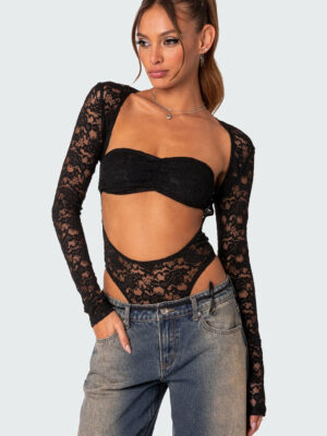 Zoey Sheer Lace Two Piece Bodysuit
