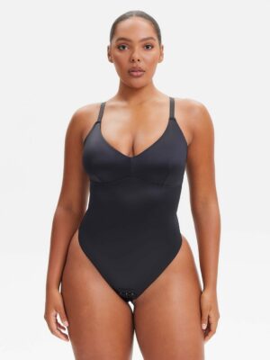 SatinSculpt V-neck Bodysuit Thong