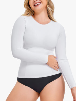 Seamless Tummy Control Long Sleeve Compression Tanks Crew Neck Tops