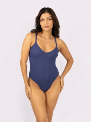 Layering Triangle Bodysuit | Silky Mesh (Dolphin)