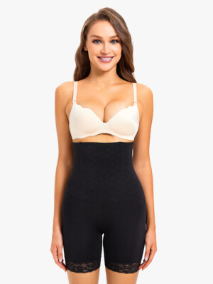 Lace Hem Tummy Control High Waist Butt Lifter Thigh Slimmer Under Dresses