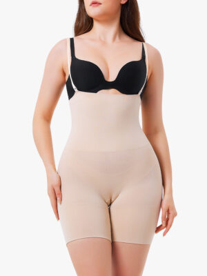 Double Layer Compression High Waist Seamless Tummy Control Removable Straps Thigh Slimmer