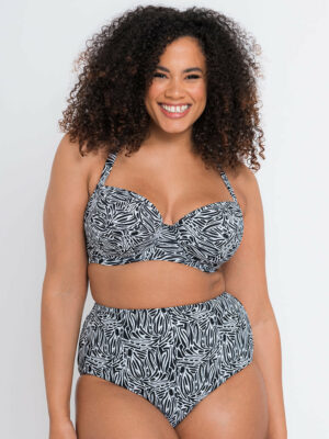 Curvy Kate Sundown Padded Balcony Bikini Multiway Top Black Print