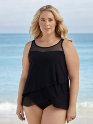 Illusionists Mirage Floaty Layered Tankini Top - DD Cup
