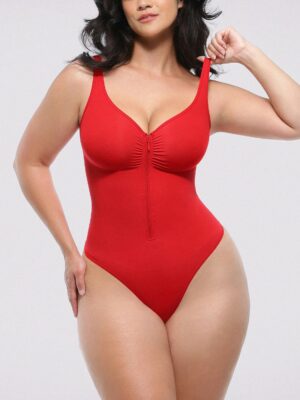 Bare Essentials™ Skin Flow™ Zipper Front Thong Bodysuit