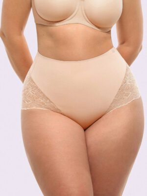 Bare Essentials™ MeshSmooth™ Mid-Waist Lace Brief