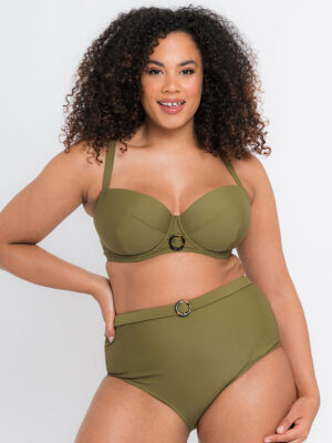 Curvy Kate Retro Sun Padded Balcony Bikini Multiway Top Olive
