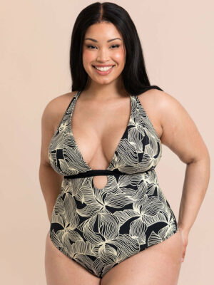Curvy Kate Ripple Reef Reversible Non-Wired Multiway Swimsuit Black Print