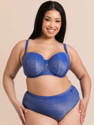 Curvy Kate Sapphire Seas Bandeau Bikini Top Blue Sparkle