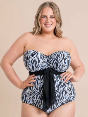 Curvy Kate Wrapsody Bandeau Strapless Multiway Swimsuit Zebra Print