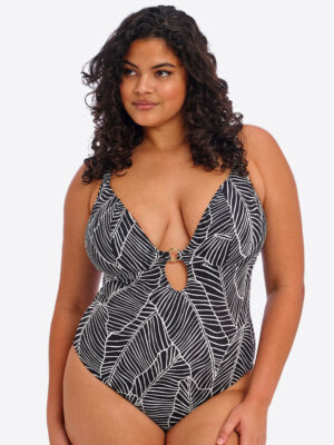 Elomi Kata Beach Non Wired Plunge Swimsuit Black Print
