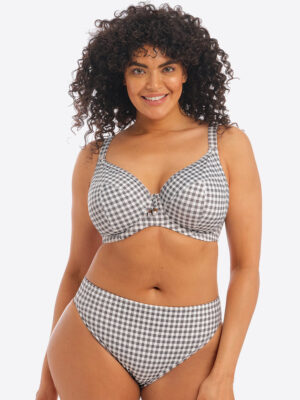 Elomi Checkmate Plunge Bikini Top Grey Marl
