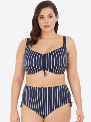 Elomi Plain Sailing Crop Bikini Top Midnight Stripe