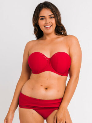 Curvy Kate First Class Bandeau Strapless Multiway Bikini Top Red