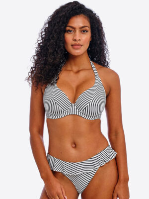 Freya Jewel Cove Halter Bikini Top Black Stripe