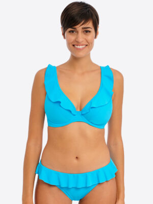 Freya Jewel Cove High Apex Plunge Bikini Top Plain Turquoise