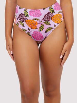 Riley Mix & Match Pink Palm Print High Waisted Bikini Bottom