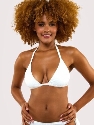 Zoe Fuller Bust Mix & Match White Floral Texture Triangle Bikini Top