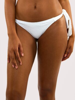 Zoe White Floral Texture Tie Side Bikini Bottom