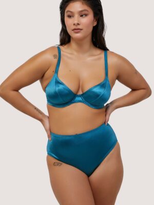 Blue Shine Wired Plunge Bikini Top Fuller Bust Exclusive