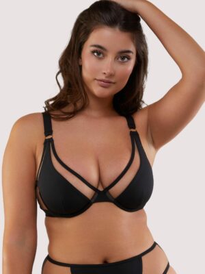 Eloise Black and Nude Mesh Wired Triangle Bikini Top
