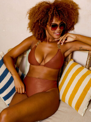 Morgan Bronze Glitter Mix & Match Fuller Bust Triangle Bikini Top